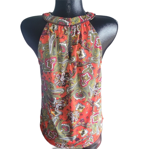 Knapp Studio Red Paisley Print Halter Top L - Picture 5 of 6
